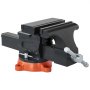 Tornillo de banco VEVOR, mordaza de 20 cm de ancho y 20 cm de apertura máxima. Mordaza multiusos con base giratoria de 360° y bloqueo, profundidad de garganta de 9,4 cm. Mordaza de banco de hierro dúctil de alta resistencia, mordazas bidireccionales para sujetar tubos redondos.