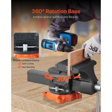 8" Bench Vise Multipurpose Heavy Duty Ductile Iron Swivel Locking Base