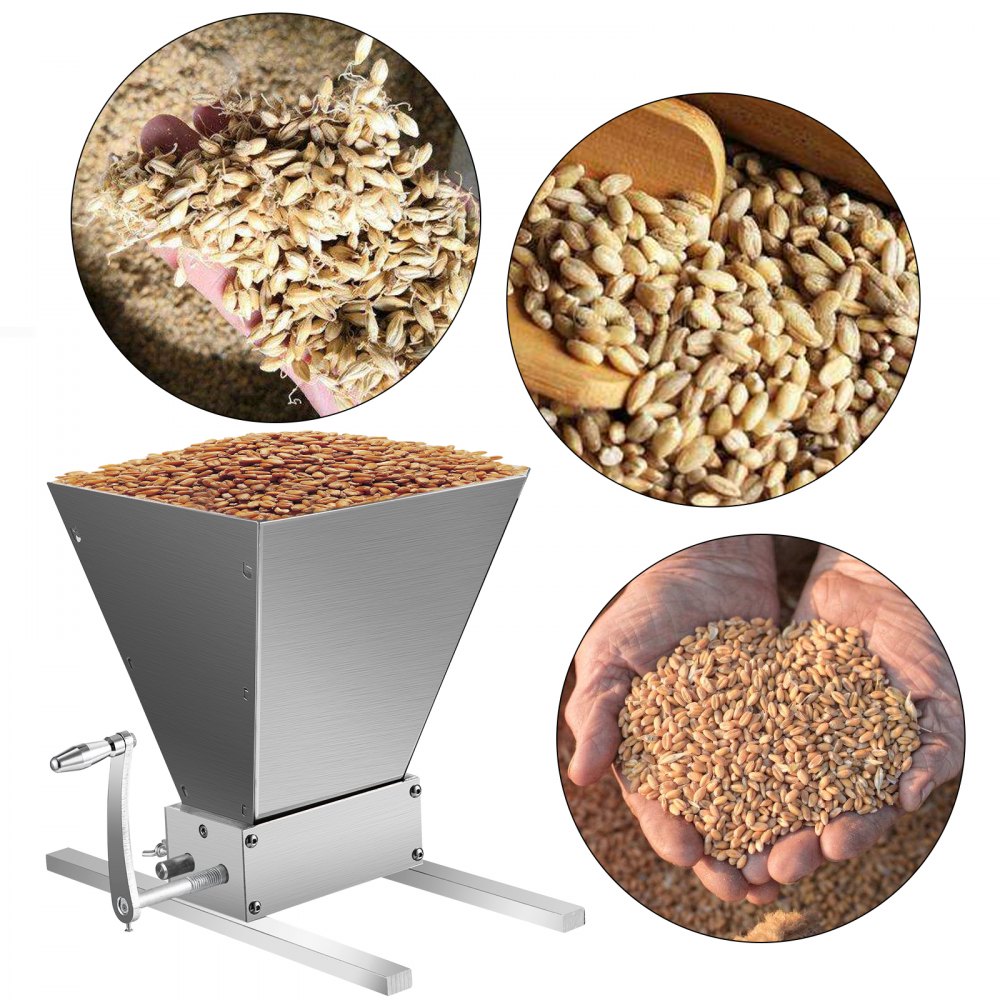 VEVOR Grain Mill Malt Muncher w/ Base Plate Home Brew 2 Roller With Hopper