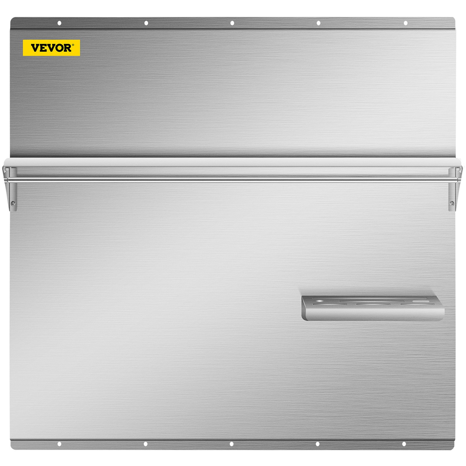 Protector contra salpicaduras de acero inoxidable VEVOR con estante de 30 x 30,7 pulgadas, protector de pared para campana extractora, placa plateada para salpicaduras de acero inoxidable con estante de almacenamiento incorporado y estante para colgar.