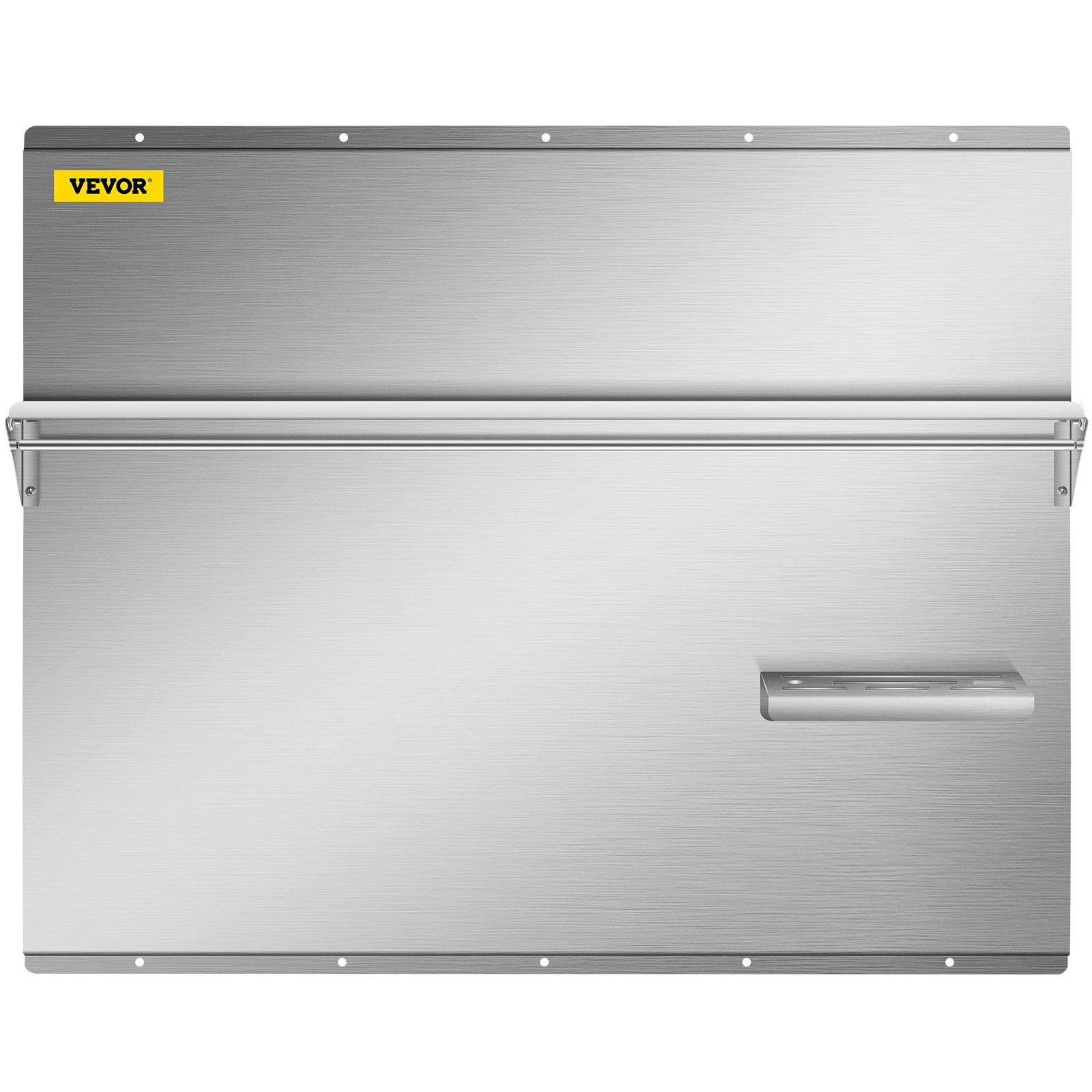 Protector contra salpicaduras de acero inoxidable VEVOR con estante de 36 x 29,5 pulgadas, protector de pared para campana extractora, placa plateada para salpicaduras de acero inoxidable con estante de almacenamiento incorporado y estante para colgar.