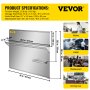 Protector contra salpicaduras de acero inoxidable VEVOR con estante de 36 x 30,7 pulgadas, protector de pared para campana extractora, placa plateada para salpicaduras de acero inoxidable con estante de almacenamiento incorporado y estante para colgar.