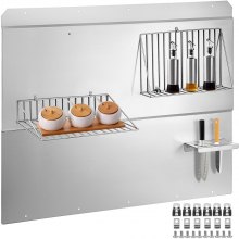 VEVOR Range Backsplash with Shelf 36 x 33.9 inch Range Hood Wall Shield Stainless Steel Backsplash Silver Splash Plate for Range Hood Stainless Backsplash with Removable Shelf, Stove Backsplash Panel