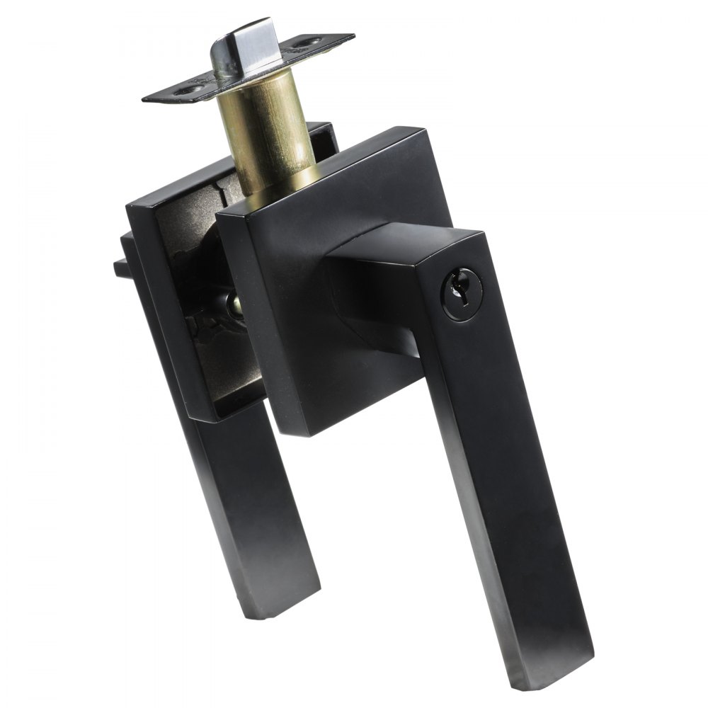 black VEVOR entry door handle with sleek modern design featuring lock mechanism.