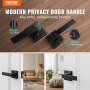 VEVOR Entry Lever Door Handle, 1 PC Black Entry Knob, Lock and Key Locking Lever Set, Contemporary Square Door Lever, Reversible for Right and Left Sided Doors, 45° Rotation to Open, for Front Door