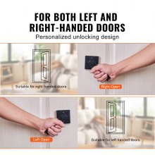 VEVOR Ingångsspak Dörrhandtag, 1 st svart ingångsknopp, lås- och nyckellåsspakssats, modern fyrkantig dörrspak, vändbar för höger- och vänstersidiga dörrar, 45° rotation för att öppna, för ytterdörr