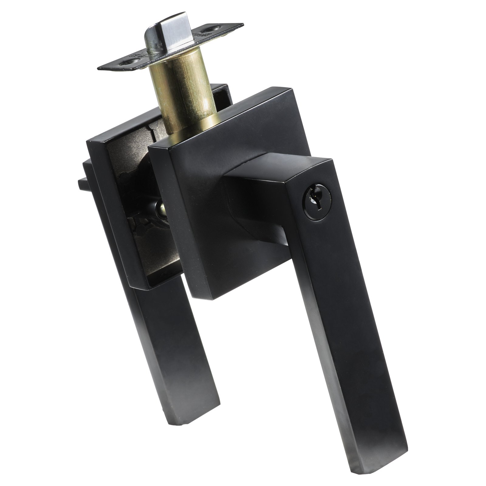 black VEVOR entry door handle with sleek modern design featuring lock mechanism.