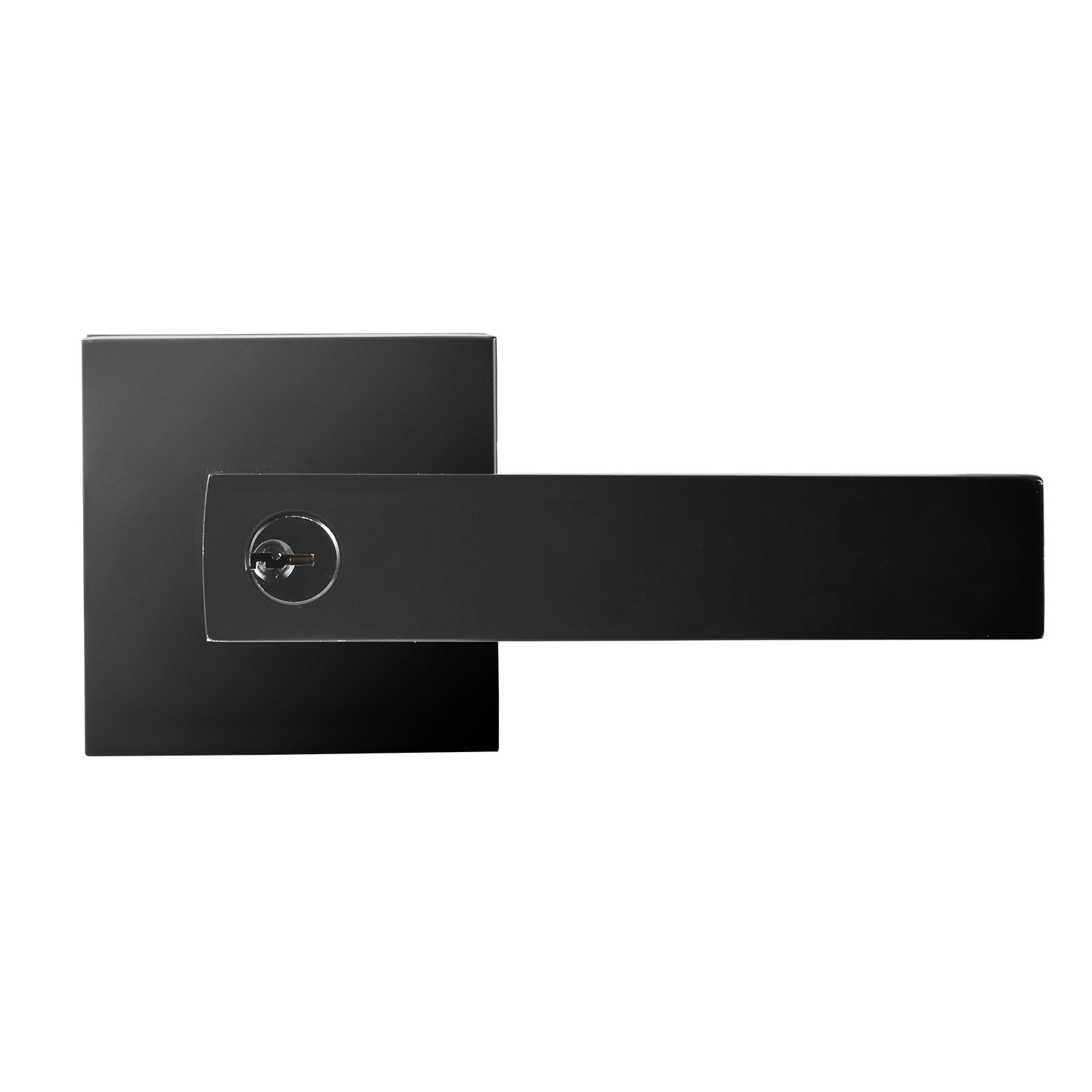 black matte VEVOR entry door handle with a modern square backplate and keyhole.