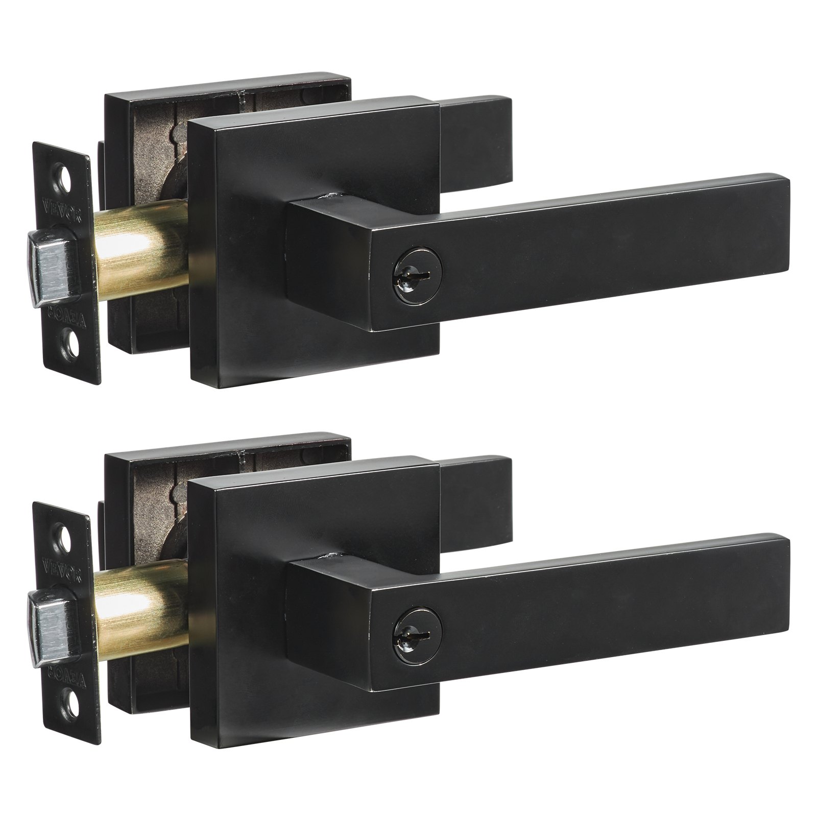 black door lever lock sets for security, featuring durable VEVOR components.