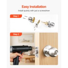Round Privacy Door Knob for Bedroom Bathroom Satin Nickel Knob Keyed Entry