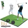 VEVOR Golf Hitting Mat, 5x5ft Artificial Turf Golf Hitting Mat, Thickened Golf Hitting Training Aids with 3 Rubber Tees,  Golf Practice Hitting Mat for Backyard Driving Indoor Outdoor Training