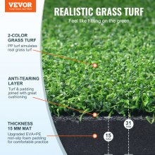 VEVOR 5x5ft Golf Treningsmatte Turf Golftreningshjelp innendørs utendørstrening