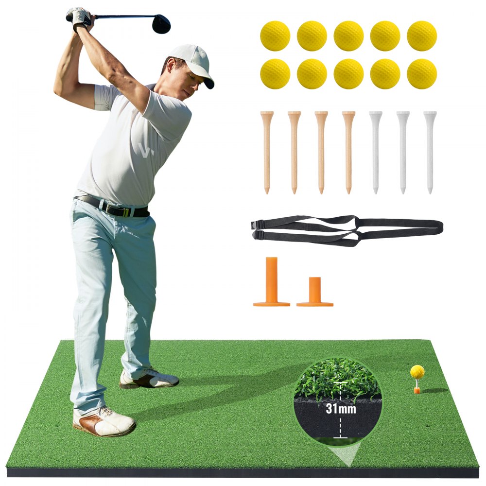 VEVOR 5x4ft Golf Hitting Mat Turf Golf Training Aid Indoor Outdoor Practice