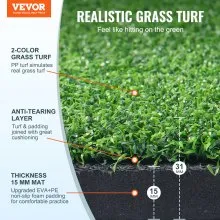VEVOR 5x4ft Golf Hitting Mat Turf Golf Training Aid Indoor Outdoor Practice