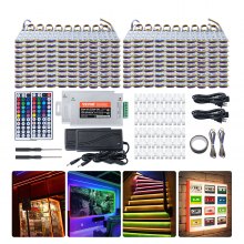 VEVOR 400PCS LED Storefront Lights, 207 ft, LED Module Lights, 5050 SMD 3-LED RGB Color Changing Window Lights with Remote Control for Business Store Window Advertising Letter Signs, IP68 Waterproof