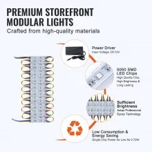 VEVOR 200PCS LED Storefront Lights, 103 ft, LED Module Lights, 5050 SMD 3-LED RGB Color Changing Window Lights with Remote Control for Business Store Window Advertising Letter Signs, IP68 Waterproof