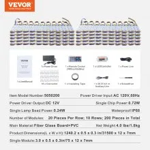 VEVOR 200PCS LED Storefront Lights, 103 ft, LED Module Lights, 5050 SMD 3-LED RGB Color Changing Window Lights with Remote Control for Business Store Window Advertising Letter Signs, IP68 Waterproof