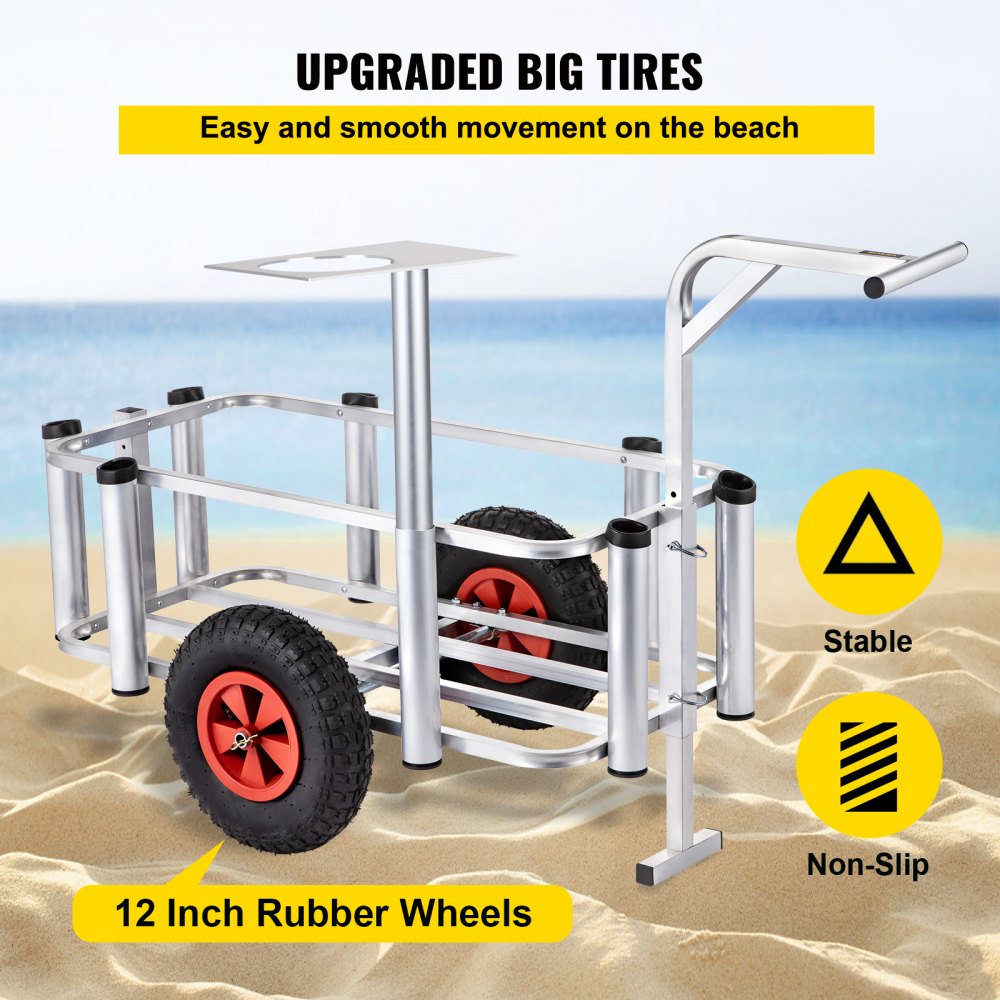 VEVOR Beach Fishing Cart Fish & Marine Carts w/
Balloon Tires for Sand 265lbs