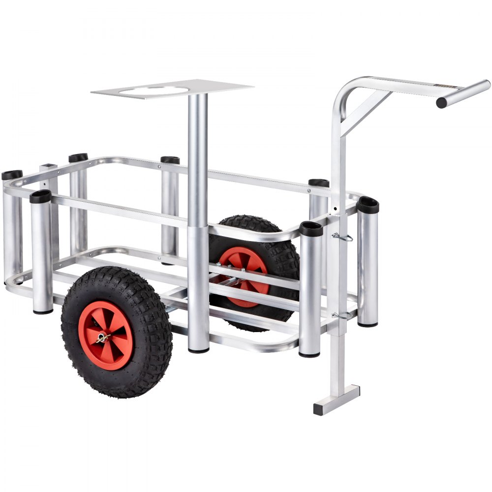 VEVOR Beach Fishing Cart 300 lbs Load Capacity Foldable Fish and Marine Cart with Four 11 Big Wheels Rubber Balloon Tires for Sand Heavy-Duty Steel