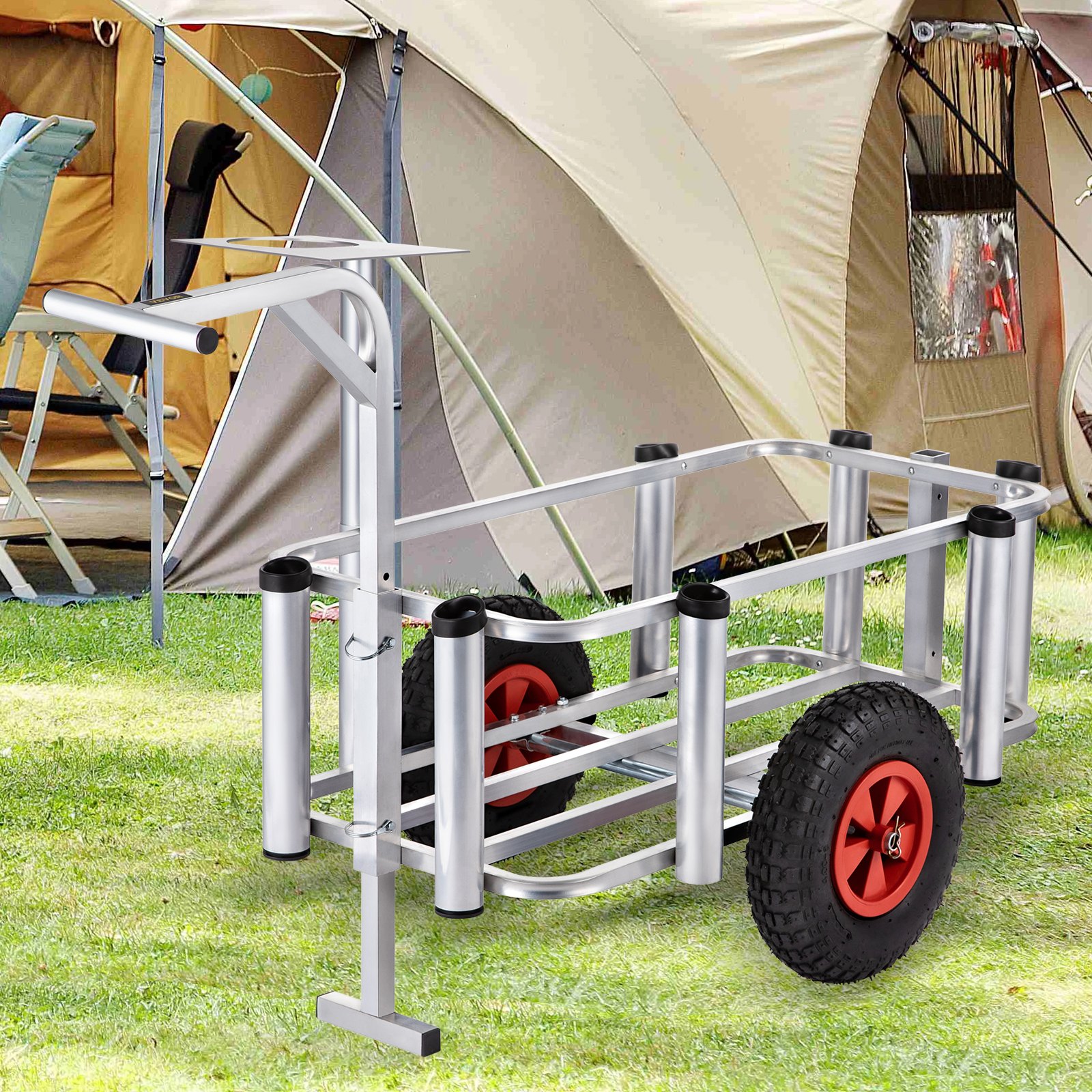 VEVOR Beach Fishing Cart Fish & Marine Carts w/
Balloon Tires for Sand 265lbs