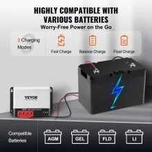 VEVOR 30A MPPT Solar Charge Controller, 12V / 24V Auto DC Input, Solar Panel Regulator Charger with Bluetooth Module, 98% Charging Efficiency for Sealed(AGM), Gel, Flooded and Lithium Battery Charging