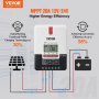 VEVOR Contrôleur de charge solaire MPPT 20 A, entrée CC automatique 12 V/24 V, chargeur de régulateur de panneau solaire avec écran LCD, câble de capteur de température, pour chargement de batterie scellée (AGM), gel, inondée et lithium