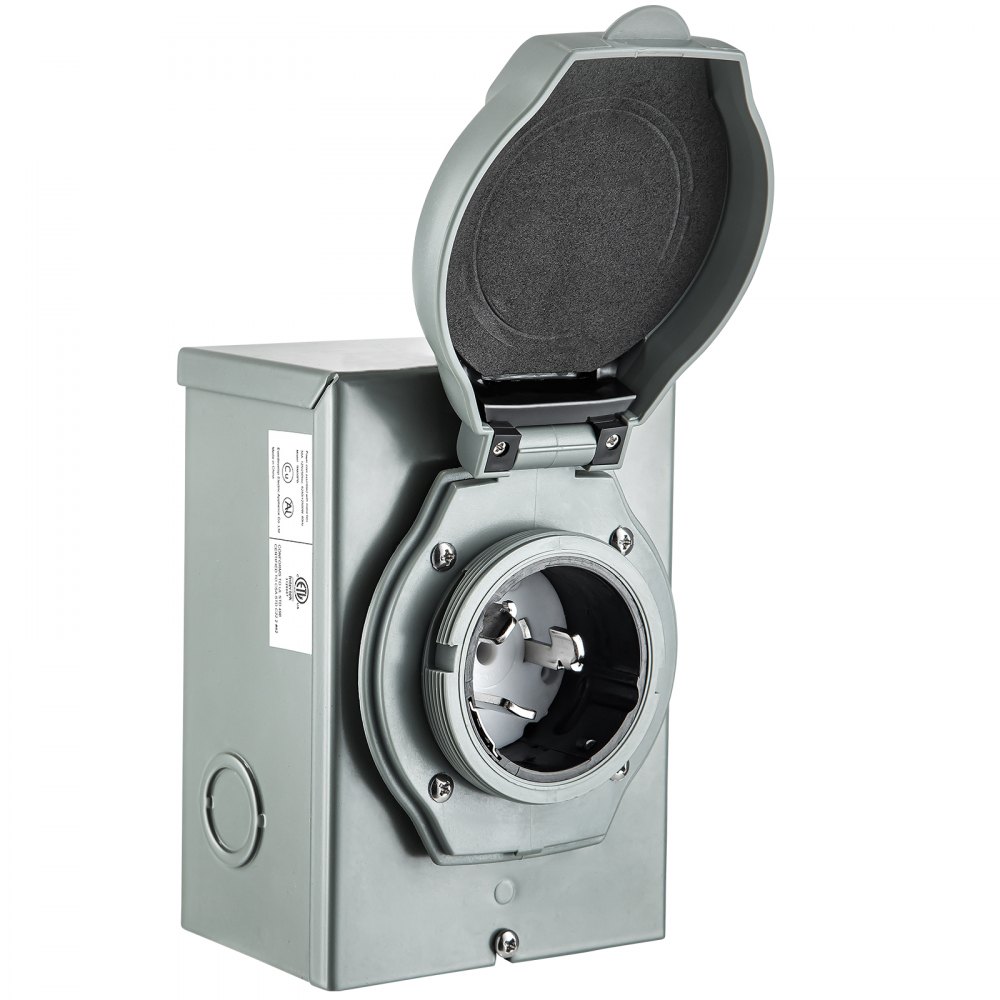 VEVOR Generator Inlet Box, 50amp Power Box, SS2-50P Power Inlet Box, 3 Prong Power Inlet Box 50A, 120/250V Generator Power Inlet Box, 12500W Generator Box, 10AWG ETL Listed Inlet Boxes For Outdoor Use