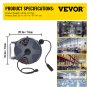VEVOR Retractable Extension Cord Reel 50+3.2FT, 16/3 SJT Power Cord Reel, Heavy Duty Electric Cord Reel, Wall/Ceiling Mount Retractable Cord Reel, Automatic Flexible Triple Tap Connector with Stopper