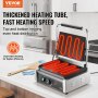 VEVOR panini press grill with thickened heating tube, dual-sided fast heating for even heat distribution.