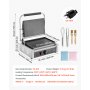 VEVOR Commercial Panini Grill, 1800W Electric Sandwich Panini Maker, Stainless Steel Sandwich Press Grill, Panini Grill with Temp Control & 14"x9" Full Flat Enamel Plate, for Hamburger Steak Bacon
