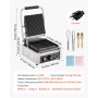 VEVOR Commercial Panini Grill, 1800W Electric Sandwich Panini Maker, Stainless Steel Sandwichs Press Grill with Handle and Temp Control, 8.8x9 in Full Grooved Enamel Plate for Hamburger Steak Bacon