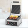 VEVOR Commercial Panini Grill, 1800W Electric Sandwich Panini Maker, Stainless Steel Sandwichs Press Grill with Handle and Temp Control, 8.8x9 in Full Grooved Enamel Plate for Hamburger Steak Bacon