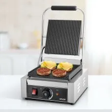 VEVOR Commercial Panini Press Grill Electric Sandwich Maker Griddle Plate 9"x9"