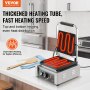 VEVOR panini press with thickened heating tubes, dual-sided heating for efficiency, on a kitchen counter.