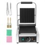 VEVOR Commercial Panini Grill, 1800W Electric Sandwich Panini Maker, Stainless Steel Sandwich Press Grill, Panini Grill with Temp Control & 9"x9" Flat Enamel Plate, for Hamburger Steak Bacon