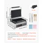 VEVOR Commercial Panini Grill, 1800W Electric Sandwich Panini Maker, Stainless Steel Sandwichs Press with Handle and Temp Control, 13.5x9.3 in Full Grooved Enamel Plate, for Hamburger Steak Bacon