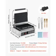 Commercial Panini Press Grill Electric Sandwich Maker Griddle Plate 13.5x9.3 in