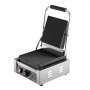 VEVOR Commercial Panini Grill, 1800W Electric Sandwich Panini Maker, Stainless Steel Sandwichs Press Grill with Handle and Temp Control, 22x23 cm Flat Enamel Plate, for Hamburger Steak Bacon