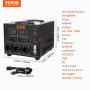 VEVOR Volt Converter Transformer, 5000W, Heavy Duty Step Up/Down Transformer, Konverter fra 110 Volt til 220 Volt og fra 220 Volt til 110 Volt, med US Outlet EU Outlet 5V USB Port, CE-certificeret