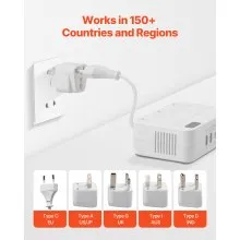 Voltage Converter Step Down 220V to 110V Travel Adapter with 2 USB C Ports