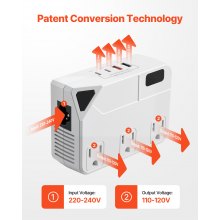 Voltage Converter Step Down 220V to 110V Travel Adapter with 2 USB C Ports