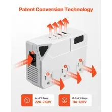 Voltage Converter Step Down 220V to 110V Travel Adapter with 2 USB C Ports