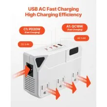 Voltage Converter Step Down 220V to 110V Travel Adapter with 2 USB C Ports