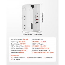 Voltage Converter Step Down 220V to 110V Travel Adapter with 2 USB C Ports