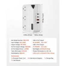 Voltage Converter Step Down 220V to 110V Travel Adapter with 2 USB C Ports