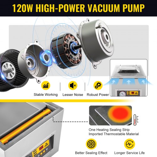 VEVOR Chamber Vacuum Sealer Machine DZ 260S Commercial Kitchen Food Chamber Vacuum Sealer, 110V Packaging Machine Sealer for Food Saver, Home, Commercial Using