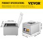 VEVOR Vacuum Sealer 120W Vacuum Chamber Sealer with 25.5cm Sealing Bar Vacuum Packing Machine Commercial Grade Stainless Steel (DZ-260)