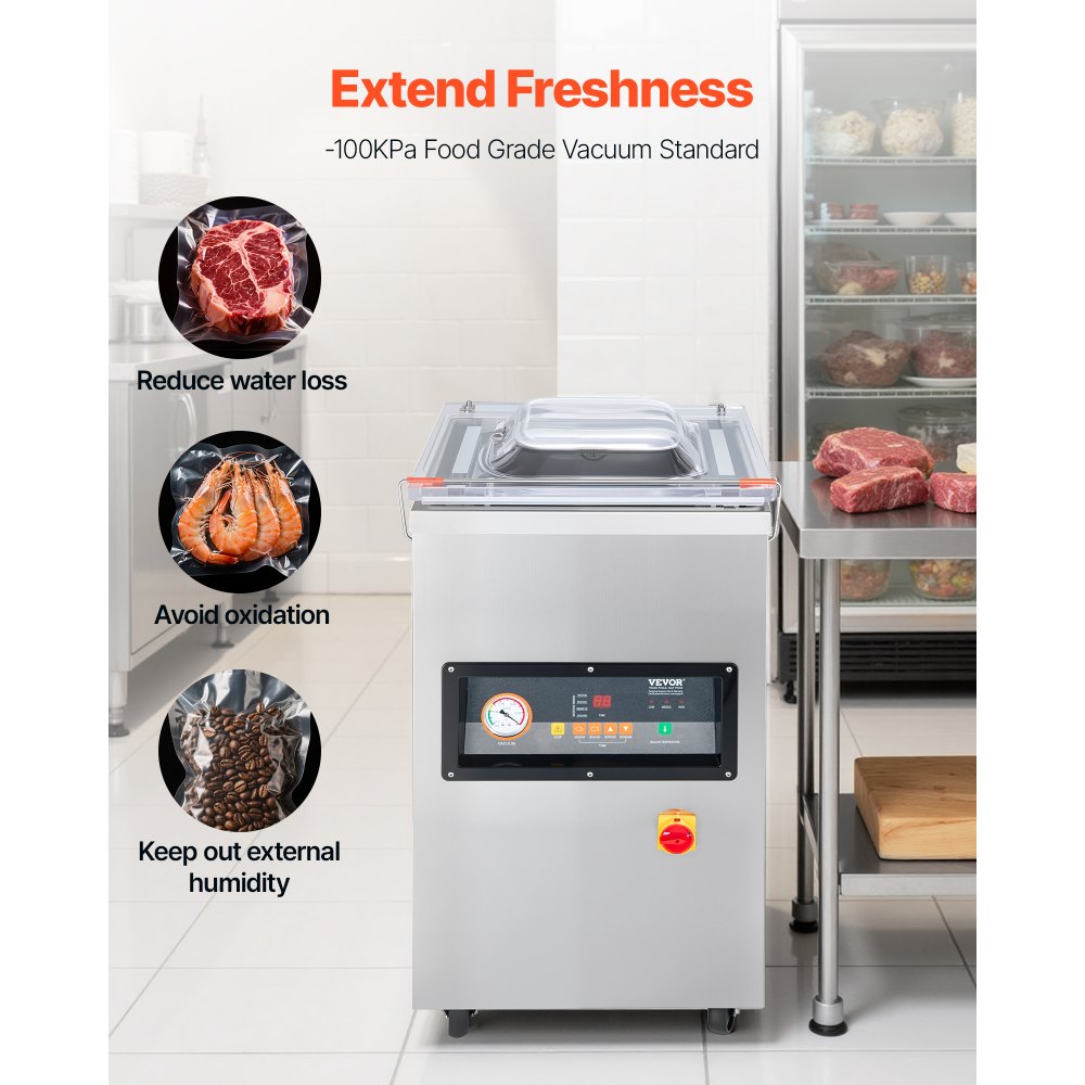 VEVOR Chamber Vacuum Sealer, 900W Sealing Power, Vacuum Packing Machine for Wet Foods, Meats, Marinades and More, Compact Size with 15.7 in Sealing Length, Applied in Home Kitchen and Commercial Use