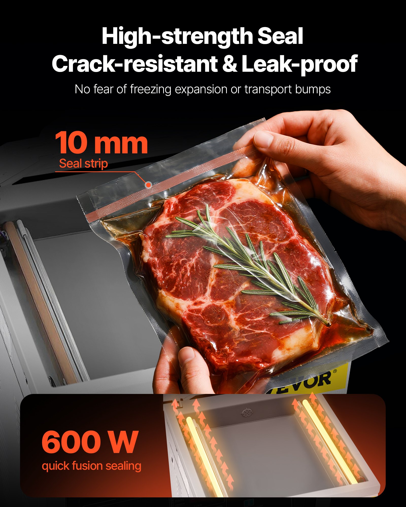 VEVOR Chamber Vacuum Sealer, 900W Sealing Power, Vacuum Packing Machine for Wet Foods, Meats, Marinades and More, Compact Size with 15.7 in Sealing Length, Applied in Home Kitchen and Commercial Use