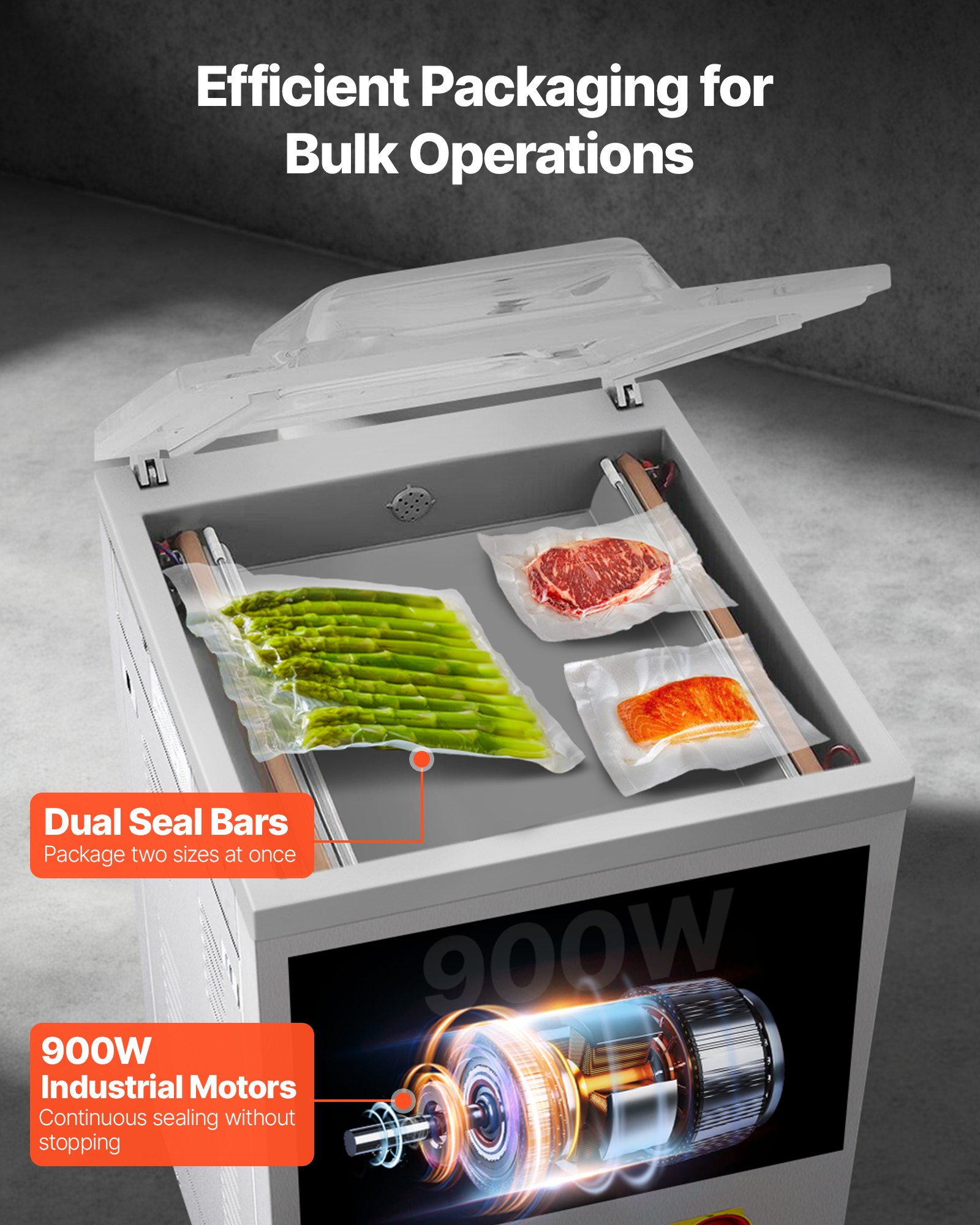 VEVOR Chamber Vacuum Sealer, 900W Sealing Power, Vacuum Packing Machine for Wet Foods, Meats, Marinades and More, Compact Size with 15.7 in Sealing Length, Applied in Home Kitchen and Commercial Use